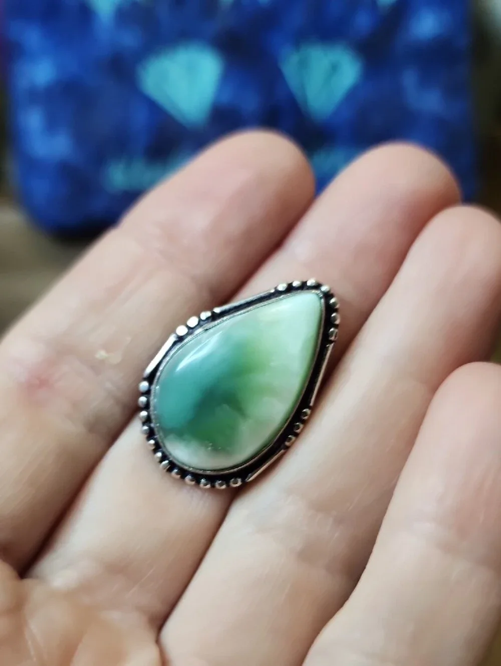 Teardrop Green Gemstone Cocktail Ring